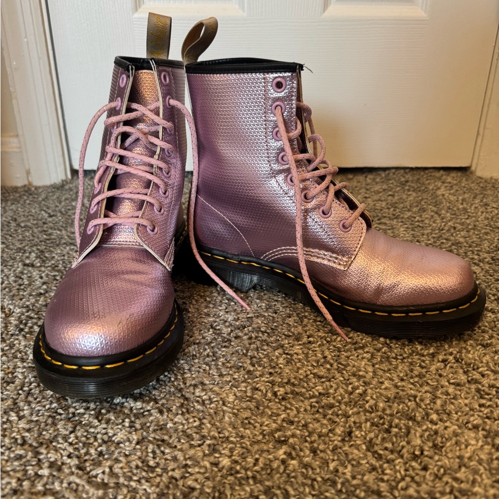 Dr. Martens 1460 Vegan Pink Metallic Embossed Combat Boots